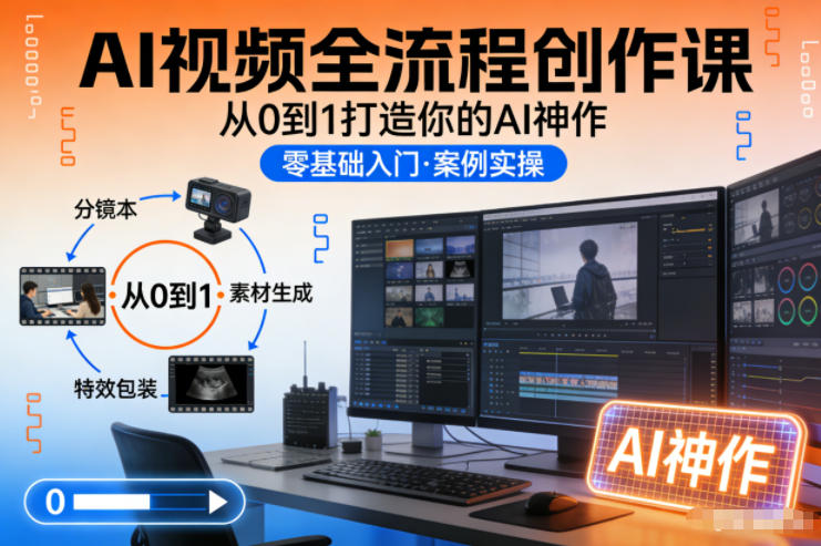 AI视频全流程创作课，从0到1打造你的AI神作-网创商城