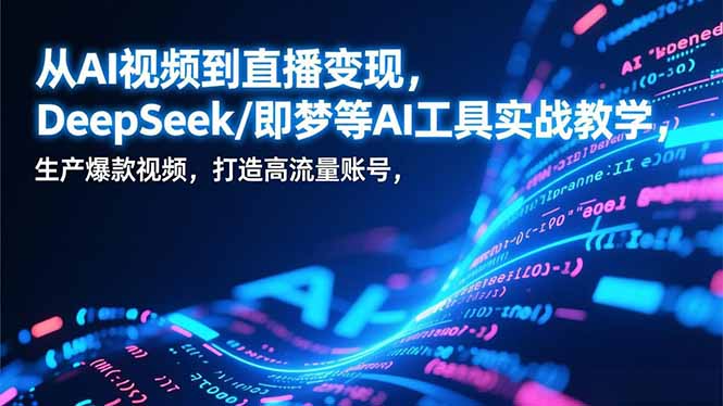 从AI视频到直播变现,DeepSeek/即梦等AI工具实战教学,生产爆款视频,打造高流量账号-网创商城