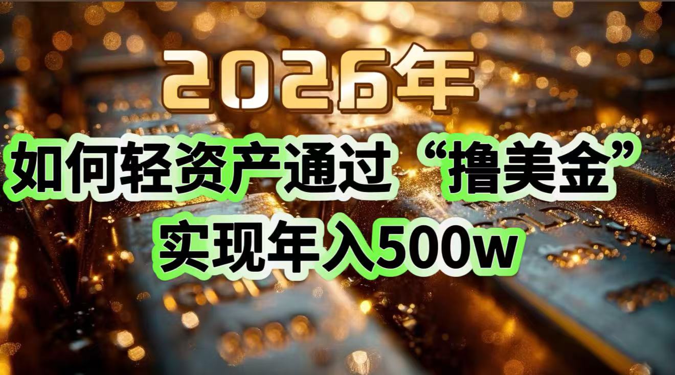 2026年如何轻资产通过“撸美金”实现年入500w-网创商城