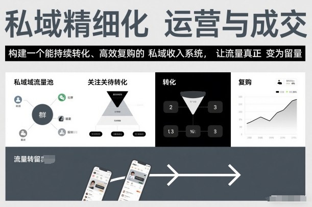 私域精细化运营与成交，构建一个能持续转化、高效复购的私域收入系统，让流量真正变为留量-网创商城