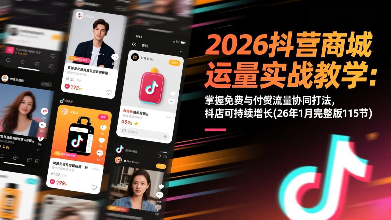2026抖音商城运营实战教学：掌握免费与付费流量协同打法，抖店可持续增长(26年1月完整版115节-网创商城