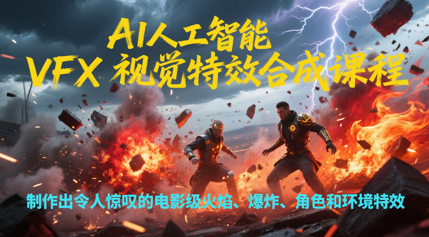AI人工智能VFX视觉特效合成课程,制作出令人惊叹的电影级火焰、爆炸、角色和环境特效-网创商城