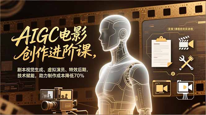AIGC电影创作进阶课，剧本视觉生成、虚拟演员、特效后期，技术赋能，助力制作成本降低70%-网创商城