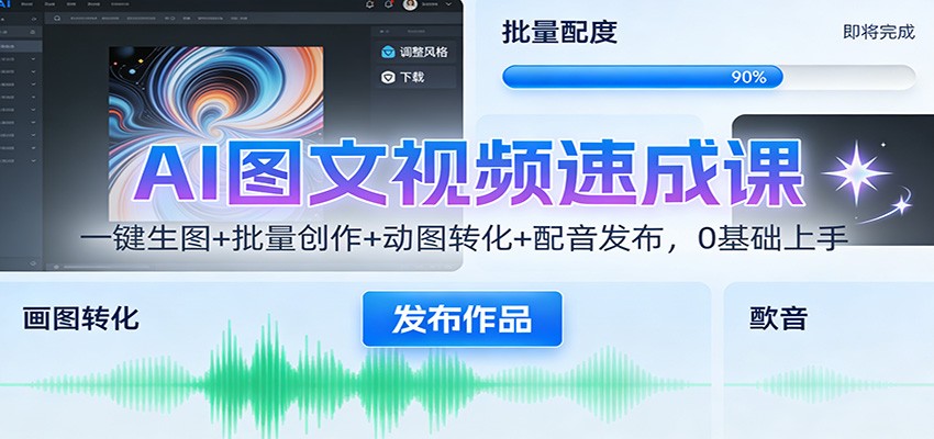 AI图文视频速成课:一键生图+批量创作+动图转化+配音发布,0基础上手-网创商城