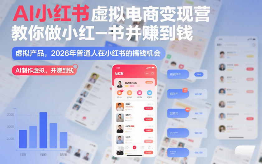 AI小红书虚拟电商变现营，教你做小红书并賺到钱，虚拟产品，2026年普通人在小红书的搞钱机会(更新中)-网创商城
