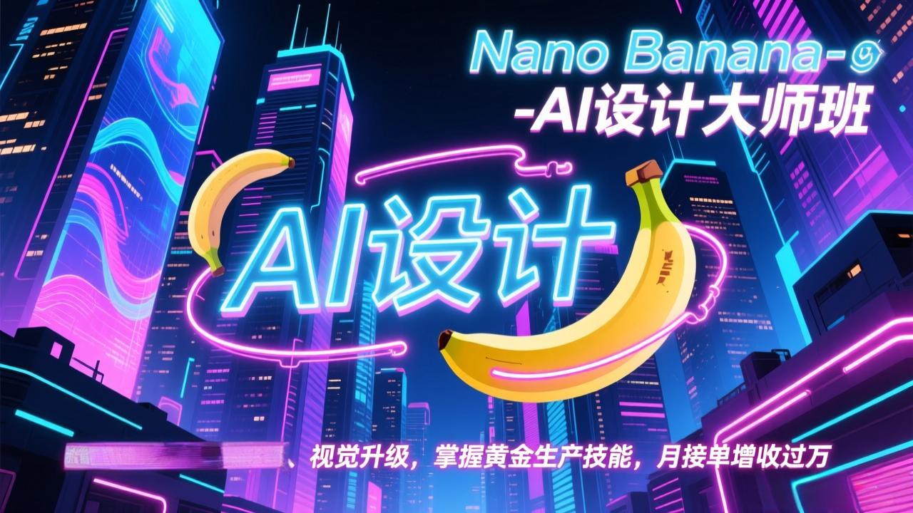 Nano Banana-AI设计大师班，修图合成、广告创作、视觉升级，掌握黄金生产技能，月接单增收过万-网创商城