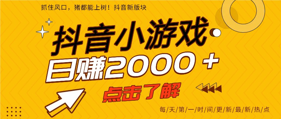 5年爆火的抖音小游戏项目，一部手机日入2000+-网创商城