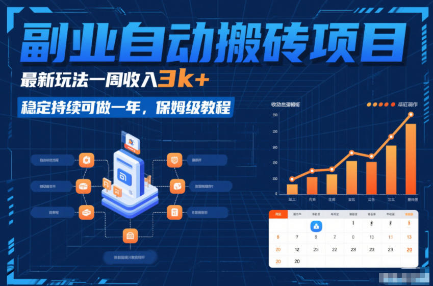 副业自动搬砖项目，最新玩法一周收入3k+，稳定持续可做一年，保姆级教程【揭秘】-网创商城