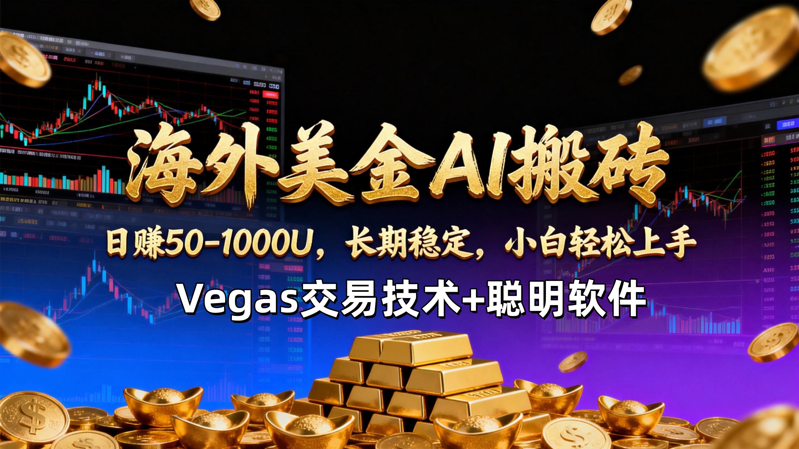 【海外美金AI搬砖】Vegas交易技术+聪明软件，日赚50-1000U，长期稳定，小白轻松上手。-网创商城