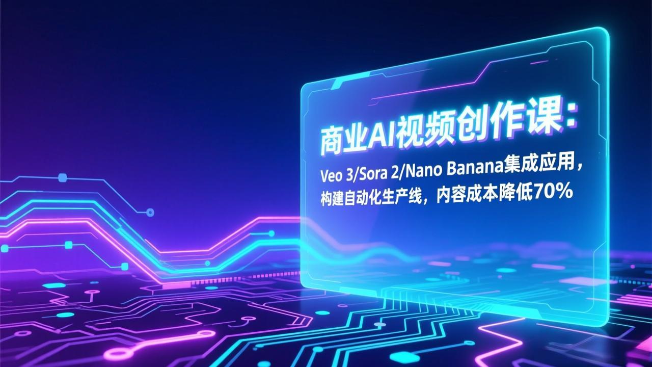 商业AI视频创作课：Veo 3/Sora 2/Nano Banana集成应用，构建自动化生产线，内容成本降低70%-网创商城