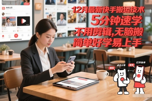 12月最新快手搬运技术，5分钟速学，不用剪辑无脑搬，简单好学易上手-网创商城