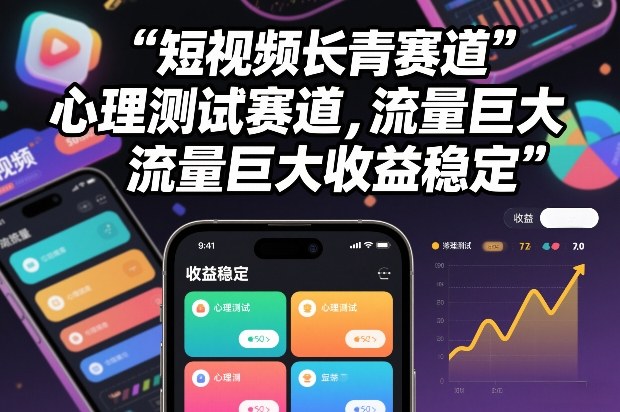 短视频长青赛道，心里测试赛道，流量巨大，收益稳定-网创商城