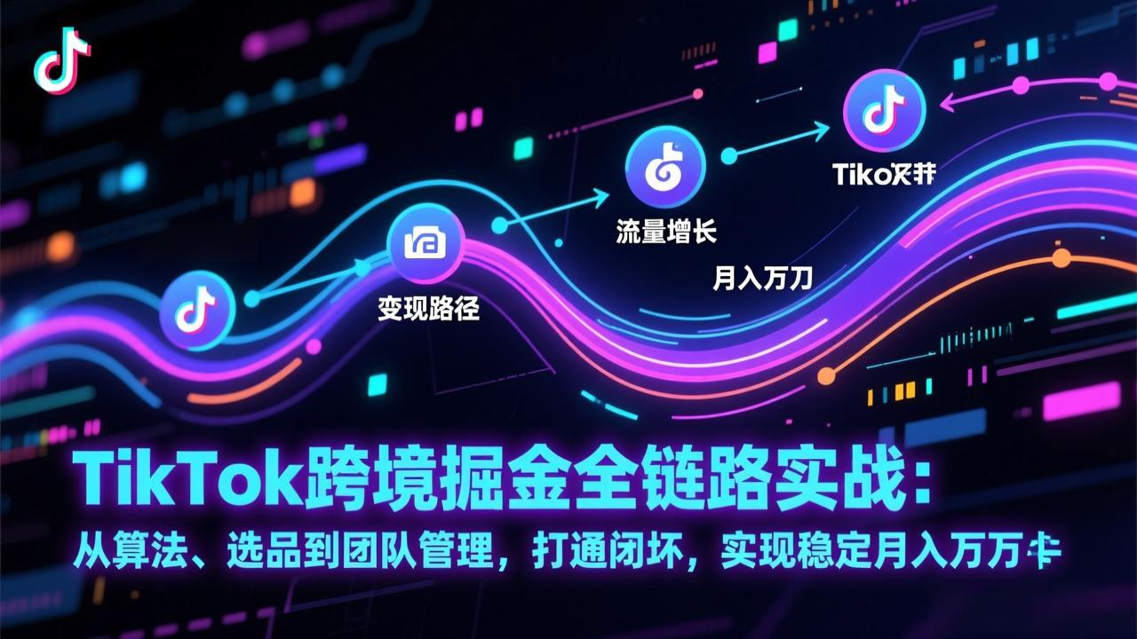 TikTok跨境掘金全链路实战：从算法、选品到团队管理，打通闭环，实现稳定月入万刀-网创商城