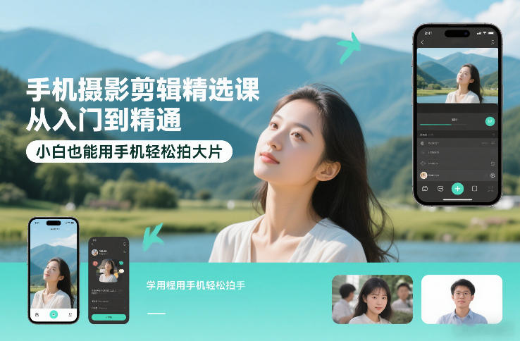 手机摄影剪辑精选课,从入门到精通,小白也能用手机轻松拍大片-网创商城
