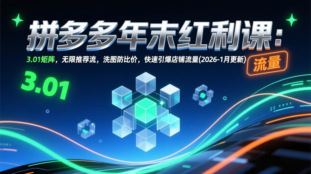 拼多多年末红利课:3.01矩阵,无限推荐流,洗图防比价,快速引爆店铺流量(2026-1月更新-网创商城