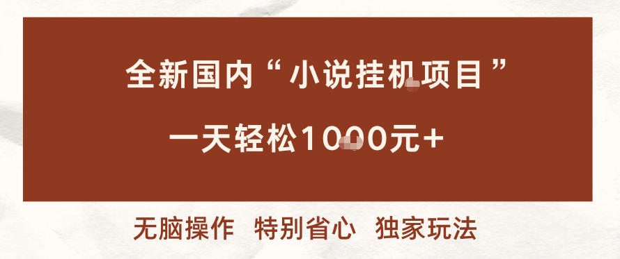 全新国内小说挂G项目，多窗口无脑跑，一天轻松1k+，特别省心【揭秘】-网创商城