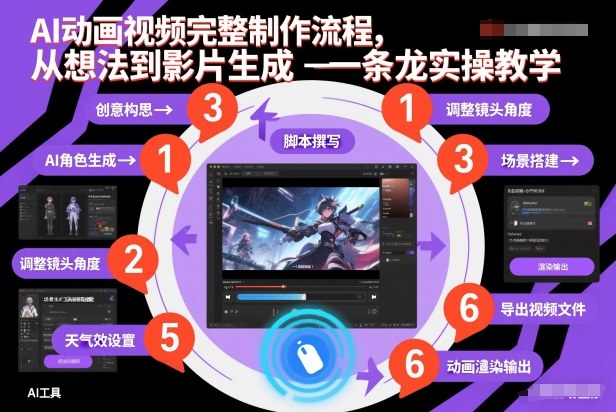 AI动画视频完整制作流程,从想法到影片生成一条龙实操教学-网创商城