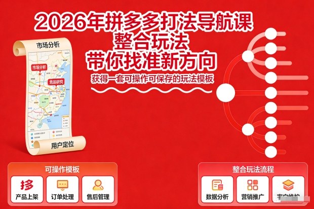 2026年拼多多打法导航课,整合玩法,带你找准新方向,获得一套可操作可保存的玩法模板-网创商城