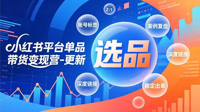 小红书平台单品带货变现营-更新，极致选品、账号标签、案例复盘，深度链接，快速启动稳定出单-网创商城