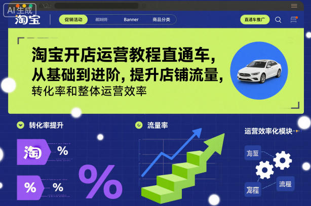 淘宝开店运营教程直通车，从基础到进阶，提升店铺流量，转化率和整体运营效率(更新26年1月)-网创商城