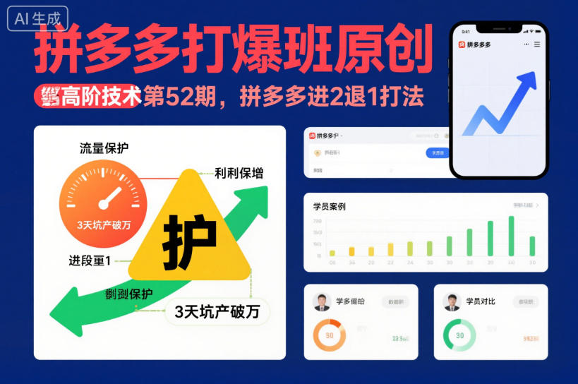 拼多多打爆班原创高阶技术第52期，拼多多进2退1打法-网创商城