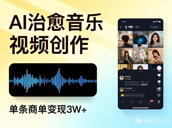 AI做治愈音乐视频，多平台投稿，单条商单变现3W+-网创商城