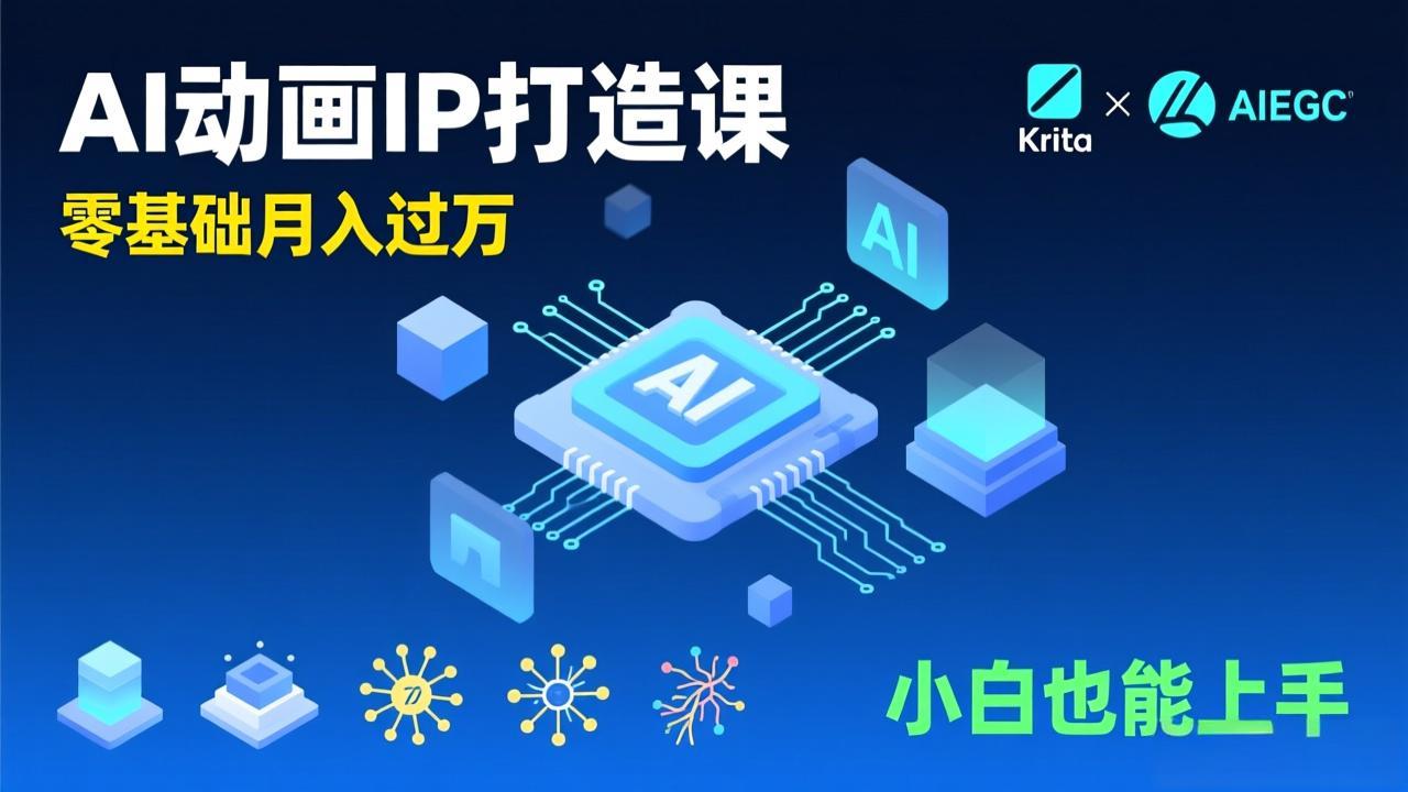 AI动画新手变现课，Krita+AIGC、模型训练、商单资源，零基础月入过万，小白也能上手-网创商城