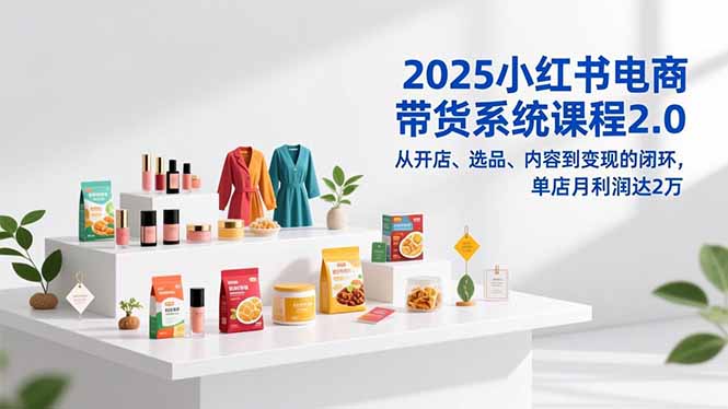 2025小红书电商带货系统课程2.0,从开店、选品、内容到变现的闭环,单店月利润达2万-网创商城