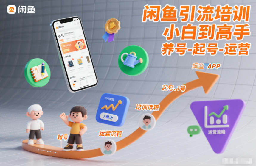 闲鱼引流培训，小白到高手，养号-起号-运营-网创商城