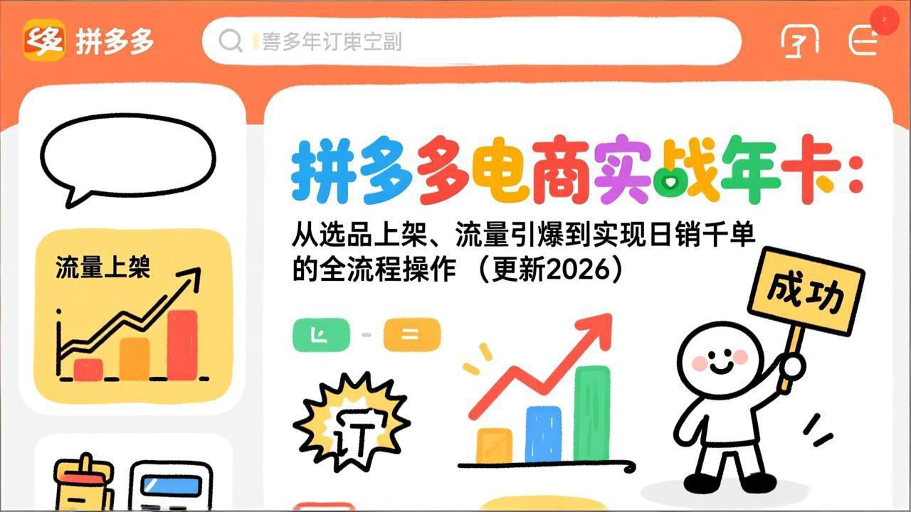拼多多电商实战年卡：从选品上架、流量引爆到实现日销千单的全流程操作(更新2026-网创商城