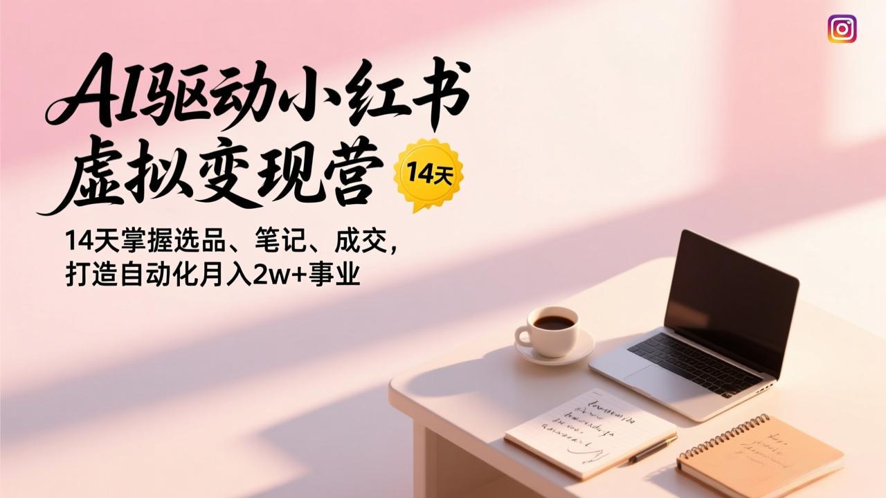 AI驱动小红书虚拟变现营，14天掌握选品、笔记、成交，打造自动化月入2w+事业-网创商城