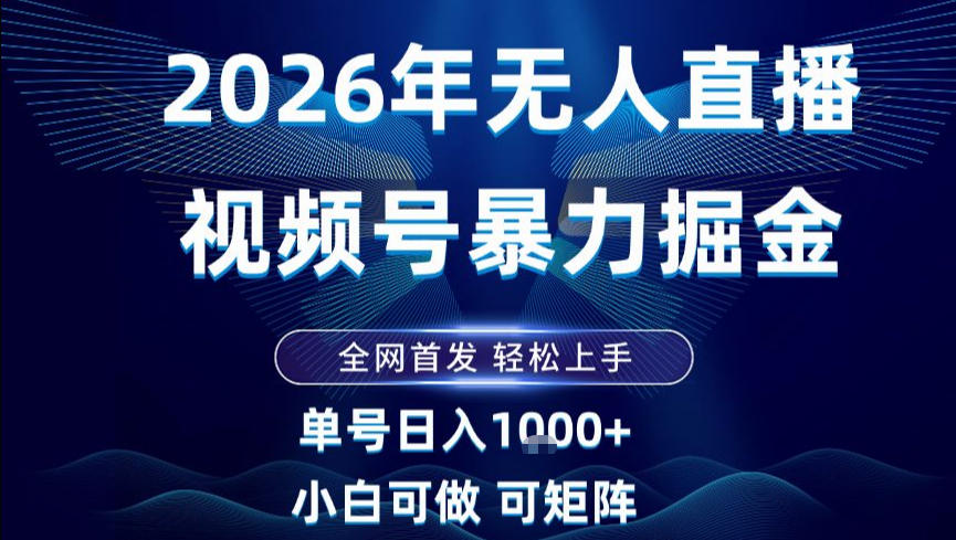 2026最新视频号无人直播掘金，全网首发，小白可以玩，长期稳定日入1k+【揭秘】-网创商城