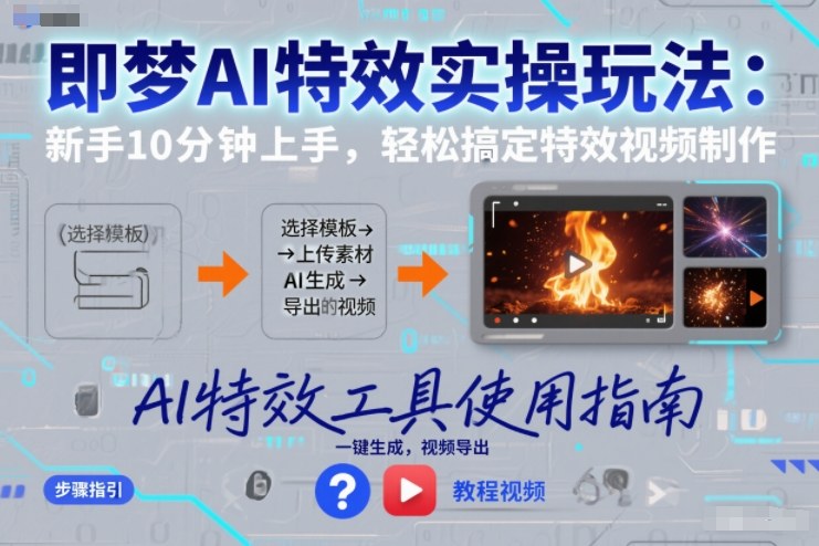 即梦AI特效实操玩法：新手10分钟上手，轻松搞定特效视频制作-网创商城