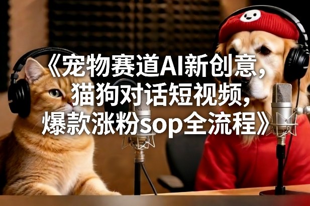 宠物赛道AI新创意，猫狗对话短视频，爆款涨粉sop全流程-网创商城