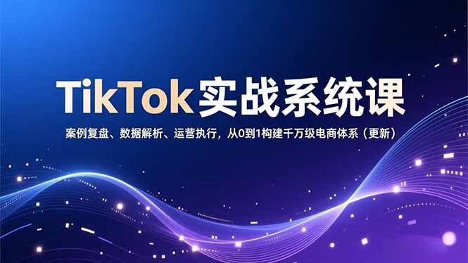 TikTok实战系统课，案例复盘、数据解析、运营执行，从0到1构建千万级电商体系(更新-网创商城