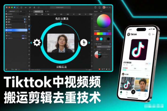 Tiktok中视频纯搬运剪辑去重技术，外来技术，自行测试-网创商城