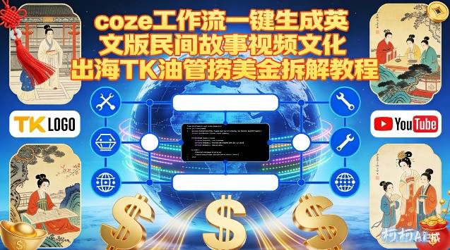 Coze扣子工作流一键生成英文版民间故事视频，文化出海TK油管捞美金拆解教程-网创商城