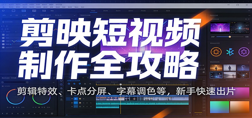 剪映短视频制作全攻略：剪辑特效、卡点分屏、字幕调色等，新手快速出片-网创商城