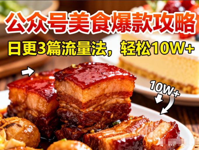 公众号搬运美食爆款攻略，日更3篇流量主打法，轻松10W+阅读-网创商城