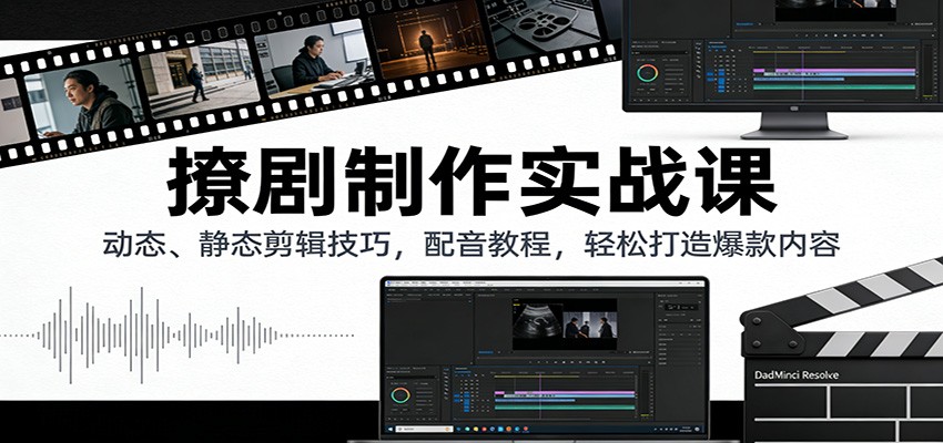 撩剧制作实战课:动态、静态剪辑技巧,配音教程,轻松打造爆款内容-网创商城