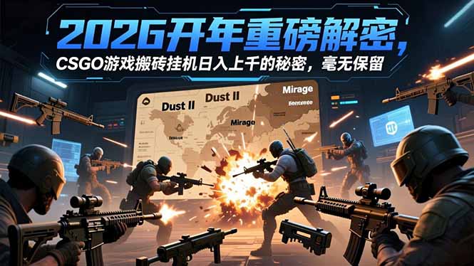 2026开年重磅解密，CSGO游戏搬砖挂机日入上千的秘密，毫无保留-网创商城