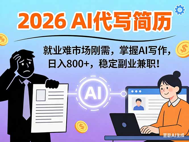 AI代写简历，超暴利，用万能模板月入1-3万实战教程，2026年市场刚需！-网创商城
