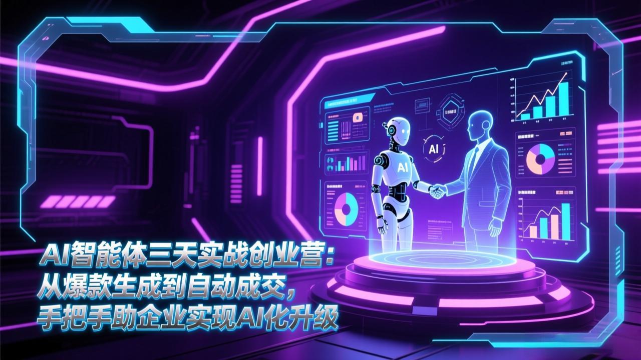 AI智能体三天实战创业营：从爆款生成到自动成交，手把手助企业实现AI化升级-网创商城