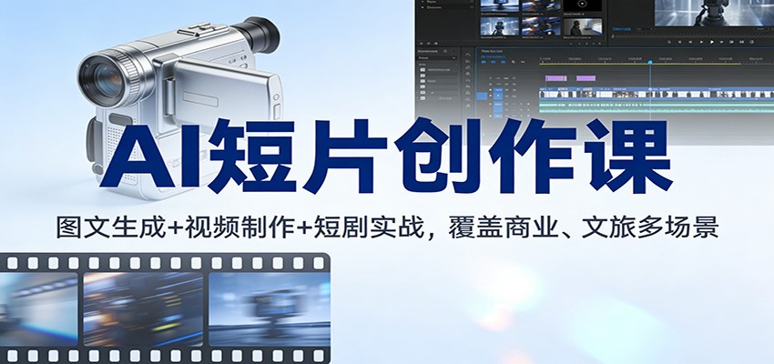 AI短片创作课：图文生成+ 视频制作+短剧实战，覆盖商业、 文旅多场景-网创商城