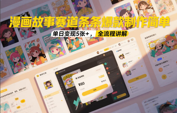 漫画故事赛道条条爆款制作简单,单日变现5张+,全流程讲解-网创商城