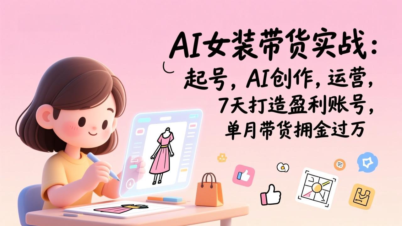 AI女装带货实战：起号，AI创作，运营，7天打造盈利账号，单月带货佣金过万-网创商城
