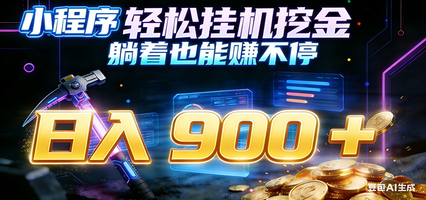 小程序挂机挖金，自动赚金币换现金，多号并行日入900+，轻松搞副业-网创商城