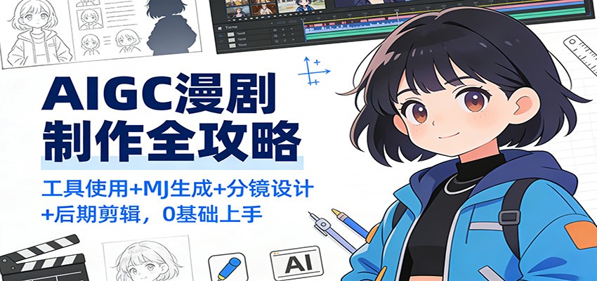 AIGC漫剧制作全攻略：工具使用+MJ生成+分镜设计+后期剪辑，0基础上手-网创商城