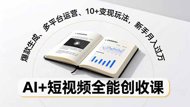AI+短视频全能创收课，爆款生成、多平台运营、10+变现玩法，新手月入过万-网创商城