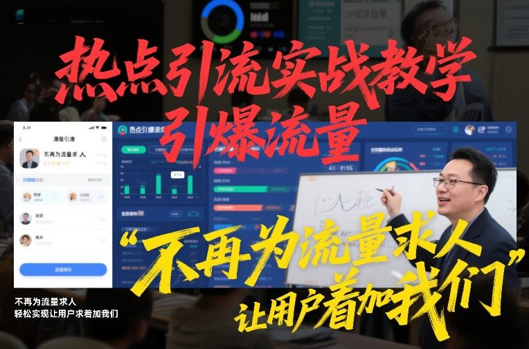 热点引流实战教学,引爆流量,不再为流量求人,轻松实现让用户求着加我们-网创商城